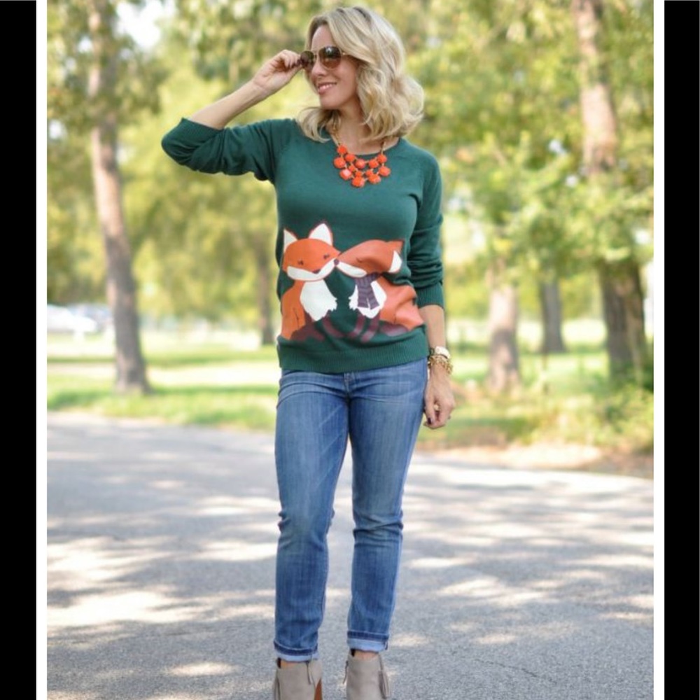 Modcloth Smooch Mooch Sweater XL Fox Print 🦊